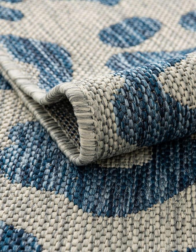 Unique Loom Outdoor Safari Collection Area Rug - Leopard (10' 8" Square Blue/Gray)