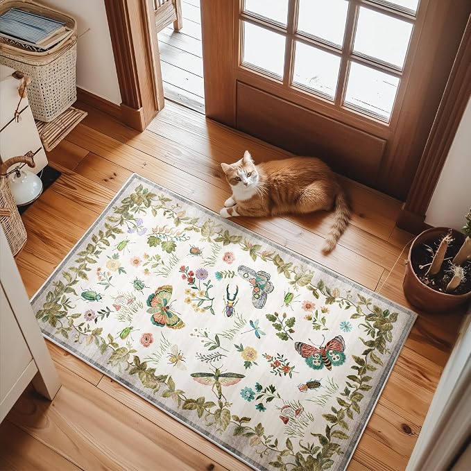 2x3 Washable Throw Rugs for Entryway: Door Mat Indoor Entrance Small Rug Non-Slip Low Pile Soft Kitchen Rug for Front Door Indoor Entrance Entry Bedside Kids Room