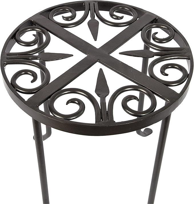 Achla Designs VTT-01 Round Trivet Wrought Iron Plant Stand, Graphite