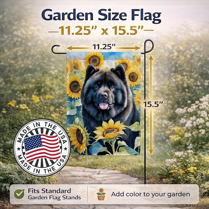 Caroline's Treasures DAC6054GF Chow Chow in Sunflowers Garden Flag Mailbox Flag Decorative Yard Flag Banner Outside Patio Artwork Yard Flower Beds, Garden Size, Multicolor