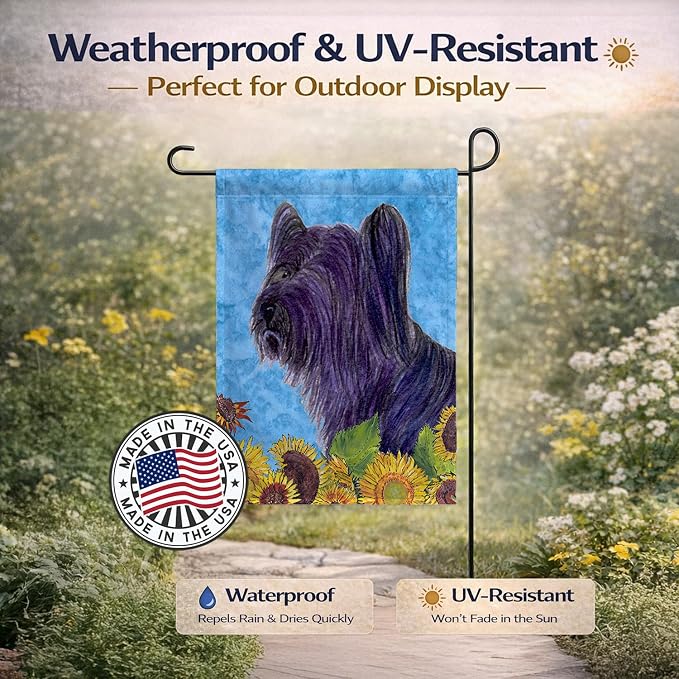 Caroline's Treasures SS4232GF Skye Terrier in Summer Flowers Garden Flag Mailbox Flag Decorative Yard Flag Banner Outside Patio Artwork Yard Flower Beds, Garden Size, Multicolor