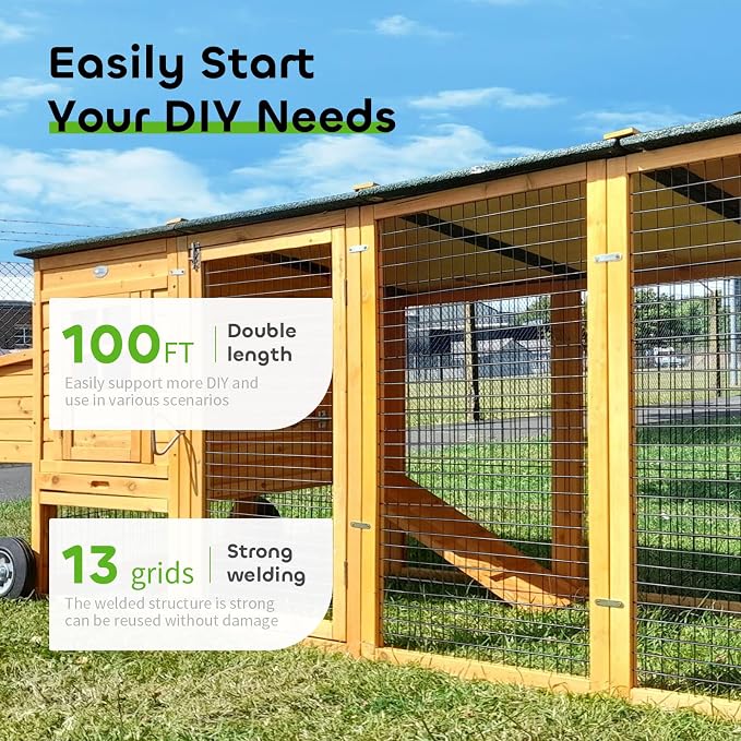 Welded Wire Fencing 36 Inch x 100 Foot, 2 Inch x 3 Inch 16GA Black Hardware Cloth PVC Coated Garden Border Fencing Roll Vinyl Coating Metal Wire Mesh for Yard Vegetable Goat Protection Poultry Netting