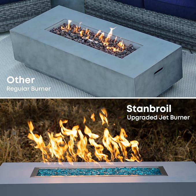 Stanbroil 36" x 6" Drop-in Fire Pit Pan with Jet Burner, Upgraded Stainless Steel Fire Table Pan for Higher Flame, 65k BTU Max, Linear