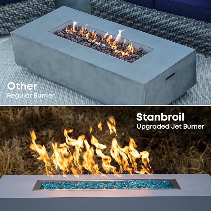 Stanbroil 48" x 6" Drop-in Fire Pit Pan with Burner, Upgraded Stainless Steel Jet Burner, High Flame, 91k BTU Max, Linear