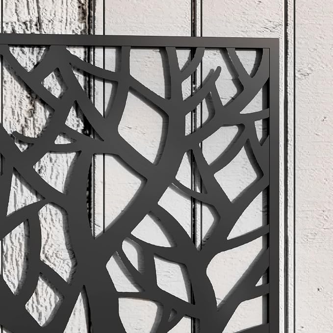 Outsunny Metal Raised Garden Bed with Trellis for Climbing Plants, Freestanding or Wall Mounted Flower Bed with Privacy Panel, Two Big Tree Cut-Outs Outdoor Planter Box for Garden, Patio, Balcony