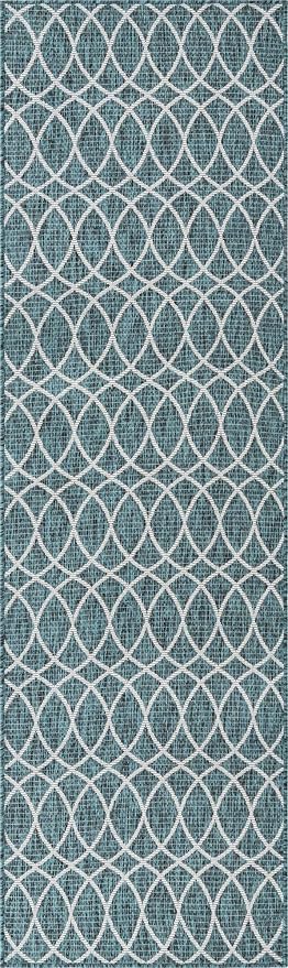 Unique Loom Outdoor Trellis Collection Area Rug - Gitter (2' 11" x 10' Runner, Teal/ Ivory)