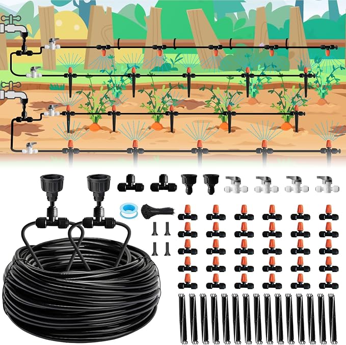 Drip Irrigation Kit for Garden, Quick-Connect Raised Bed Watering System 120FT, Plant Accessories, Drip Line Kit for Greenhouse, DIY Micro Sprinklers Set for Yard Outside,Sistema De Riego Por Goteo