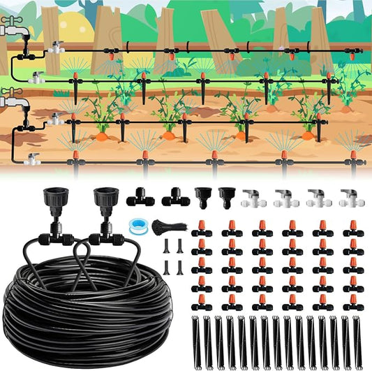 Drip Irrigation Kit for Garden, Quick-Connect Raised Bed Watering System 120FT, Plant Accessories, Drip Line Kit for Greenhouse, DIY Micro Sprinklers Set for Yard Outside,Sistema De Riego Por Goteo
