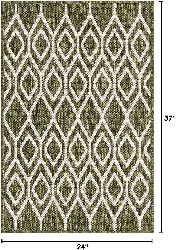 Jill Zarin Outdoor Collection Area Rug - Turks and Caicos (2' 2" x 3' Rectangle Green/Ivory)