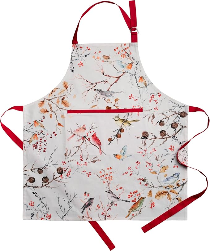 Maison d' Hermine Aprons for women with Pocket 100% Cotton (27.50"x31.50") | Adjustable Neck Strap & long ties Apron Men Chef Wedding Cooking Gardening Server Maid