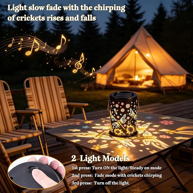 Solar Lanterns Outdoor Waterproof Solar Lights Outdoor Garden, Gifts for Women Mother's Day Mom Grandma, Hanging Solar Lights Dragonfly Garden Decor for Patio, Yard, Lawn, Porch, Backyard