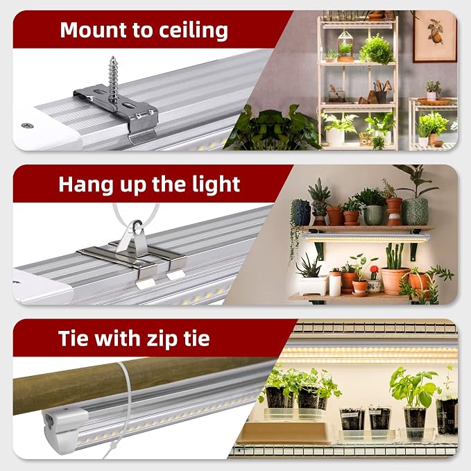 (Pack of 8 LED Grow Lights, 2FT T8 Grow Lights, 192W(8×24W) Full Spectrum Grow Light Strips with Reflectors, High PPFD Value Plant Light for Indoor Plants