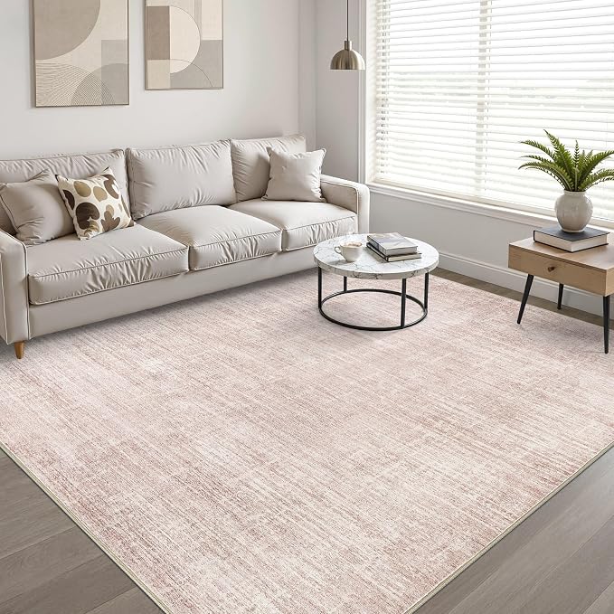 LOONGRUG 5x8 Area Rug Washable Neutral Modern Rug for Living Room Pink | Abstract Soft Stain Resistant Indoor Floor Non-Slip Carpet for Bedroom Nursery Kids Office Playroom