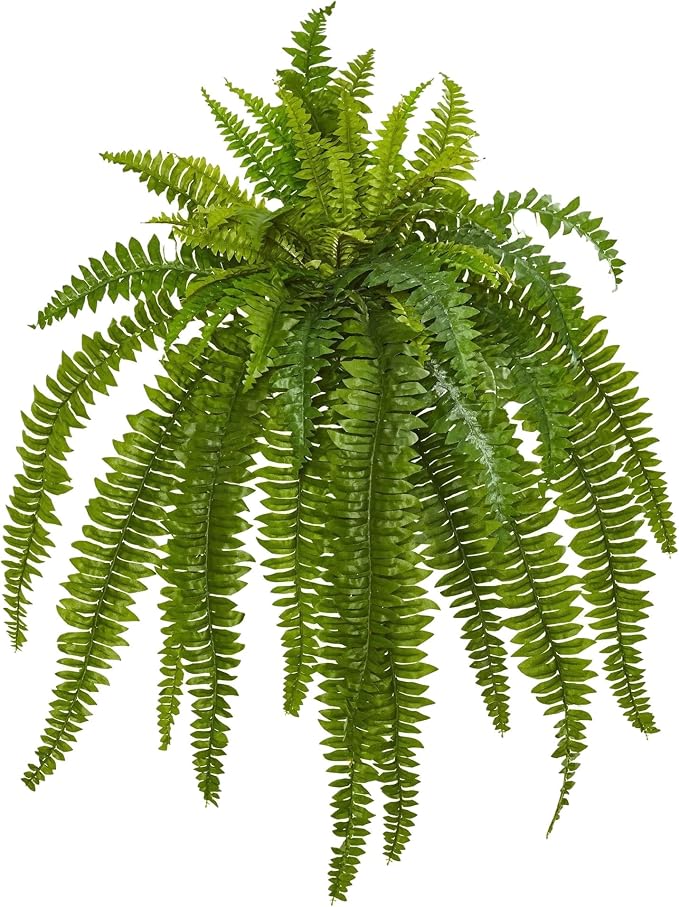 Nearly Natural 40in Boston Fern Artificial Plant, Large Hanging Fake Plant with 50 Long Realistic Fronds, Maintenance-Free Faux Fern for Office and Home Decor