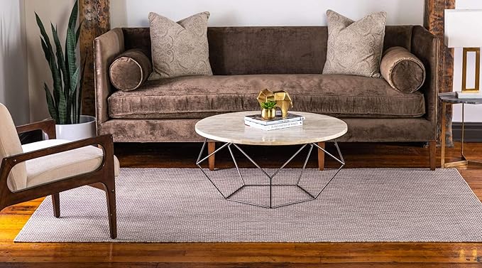 Unique Loom Collection Casual Transitional Solid Heathered Indoor/Outdoor Flatweave Area Rug (5' 3" x 8' Rectangle, Beige/Ivory)