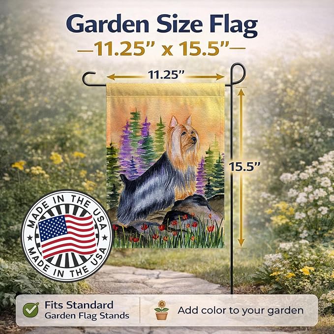 Caroline's Treasures SS8262GF Silky Terrier Garden Flag Mailbox Flag Decorative Yard Flag Banner Outside Patio Artwork Yard Flower Beds, Garden Size, Multicolor