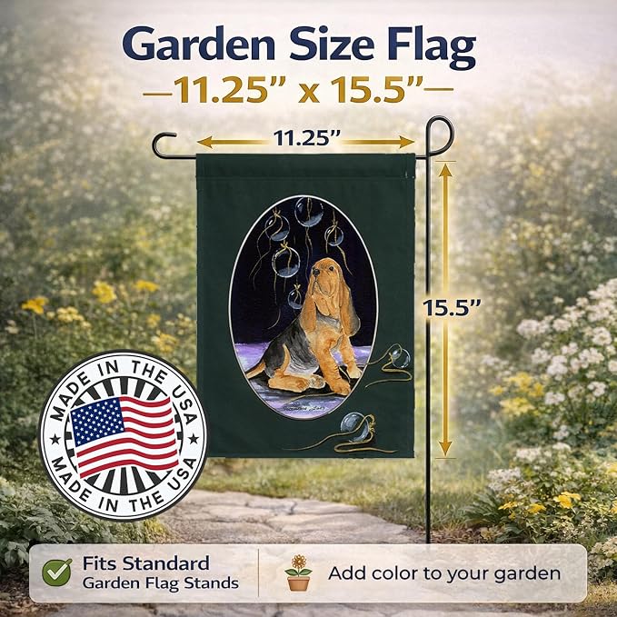 Caroline's Treasures SS8071GF Bloodhound Garden Flag Mailbox Flag Decorative Yard Flag Banner Outside Patio Artwork Yard Flower Beds, Garden Size, Multicolor