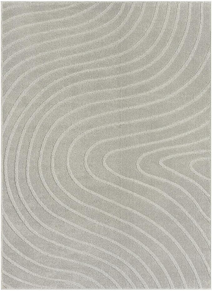 LUXE WEAVERS Modern Geometric Wave Gray 8x10 Area Rug