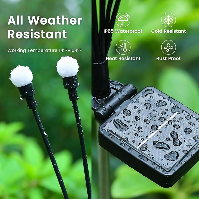 Solar Garden Lights, LED Swaying Solar Lights Outdoor Waterproof, Warm White Firefly Outdoor Decorative Lights, Garden Decor, Yard, Patio, Pathway Decoration Gardening Gifts (2 Pack)