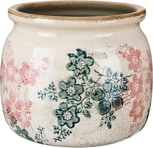 Vintage Planter Large Ceramic Plants Pot Green Pink Rose Ice Cottage Scroll Vase Flower Vase Pot Indoor Plants Home Decor Farmhouse Antique Decorative Gifts