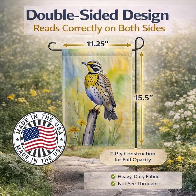 Caroline's Treasures Montana Western Meadowlark Garden Flag Mailbox Flag Decorative Yard Flag Banner Outside Patio Artwork Yard Flower Beds, Garden Size, Multicolor
