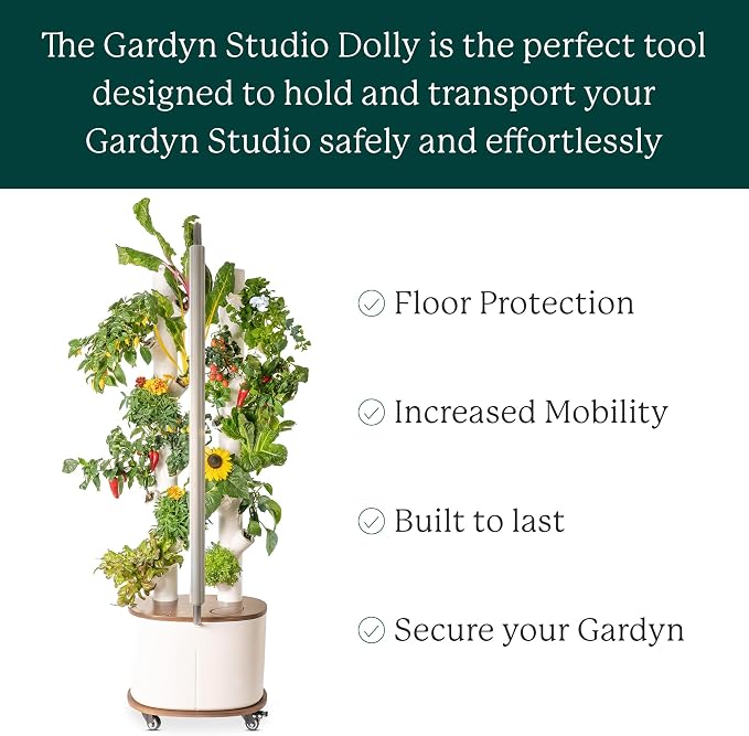 Gardyn Studio Dolly - Rolling Cart for Hydroponics System | Makes your hydroponics growing system kit & indoor garden tower mobile, move throughout home while protecting floors