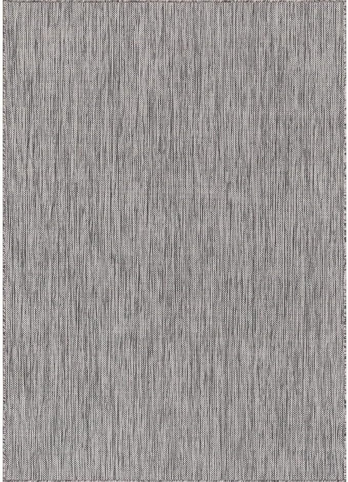 Washable Indoor Outdoor Rug 8x10 Weather Resistant Area Rugs Modern Solid for Porch Deck Balcony Backyard Patio Outside Carpet (8 X 10 Silver Grey)