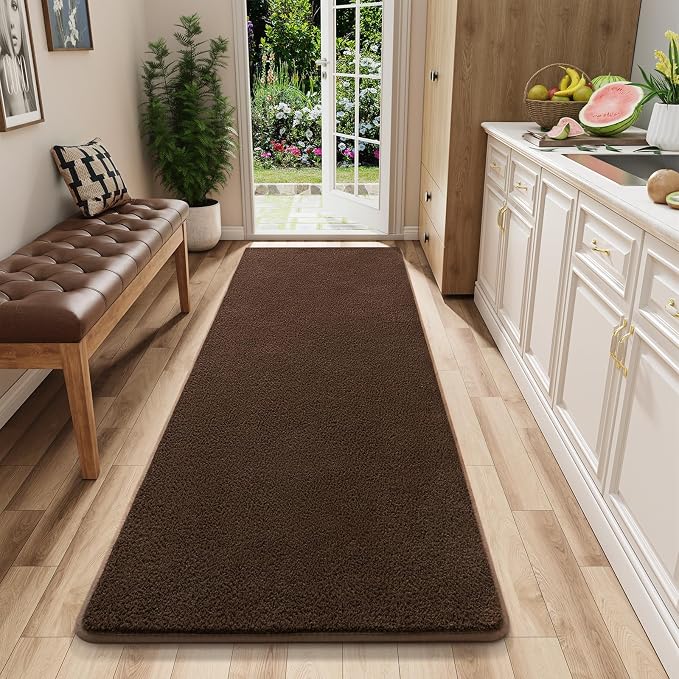 AROGAN 2x6 Runner Rug for Hallway, Long Runner Rugs Non Slip, Coffee | Soft Washable Memory Foam Carpet for Bedroom, Non Slip Backing Runners Rug for Hallways, Kitchen, Bathroom, Entryway Home