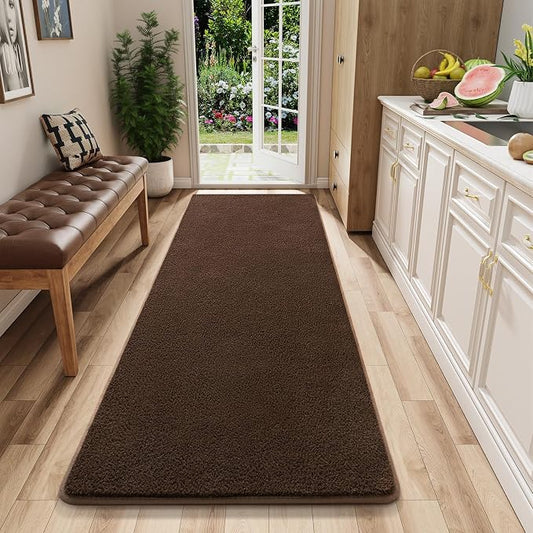 AROGAN 2x6 Runner Rug for Hallway, Long Runner Rugs Non Slip, Coffee | Soft Washable Memory Foam Carpet for Bedroom, Non Slip Backing Runners Rug for Hallways, Kitchen, Bathroom, Entryway Home