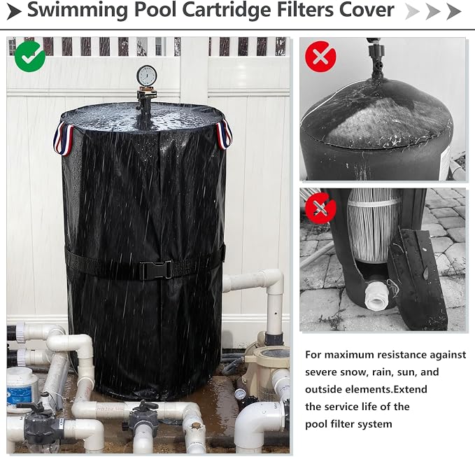 Pool Filter Cover with Plush Linner, 600D Waterproof Oxford Fabric Pool Equipment Cover, Suitable for Most Filters on Market(Universal Style)