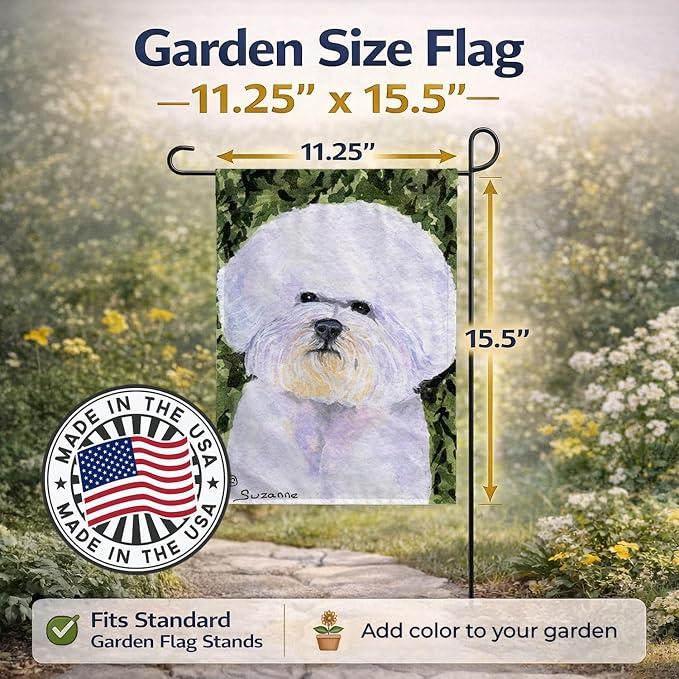 Caroline's Treasures SS8829GF Bichon Frise Garden Flag Mailbox Flag Decorative Yard Flag Banner Outside Patio Artwork Yard Flower Beds, Garden Size, Multicolor