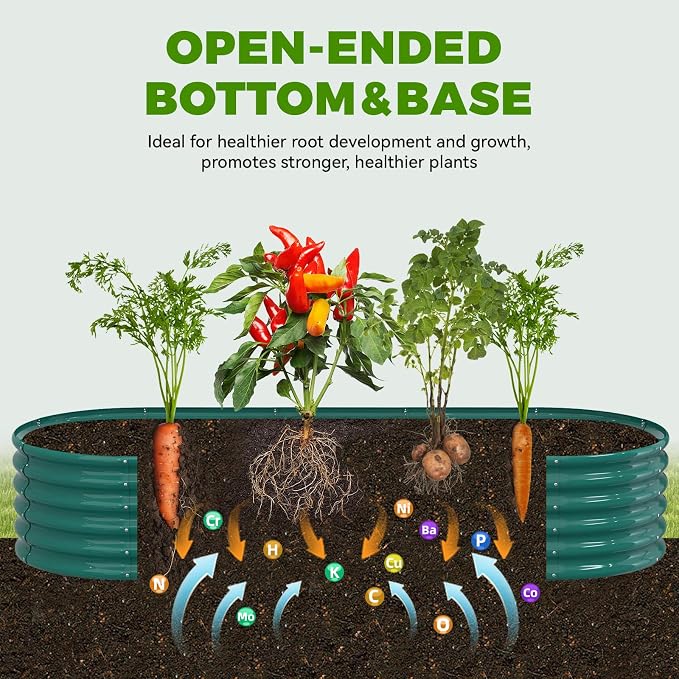 8x3x1.5ft Galvanized Raised Garden Bed, 18" Tall Metal Raised Beds for Gardening, Large Planters Boxes for Outdoor Plants Vegetables, Flowers, Herbs & Tomatoes, Above Ground Garden Beds Kit, Green