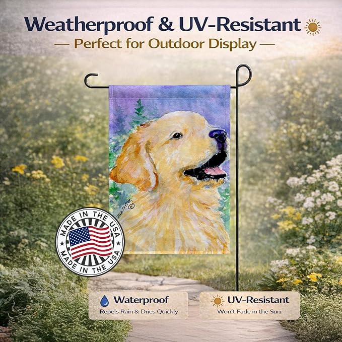 Caroline's Treasures SS8904GF Golden Retriever Garden Flag Mailbox Flag Decorative Yard Flag Banner Outside Patio Artwork Yard Flower Beds, Garden Size, Multicolor