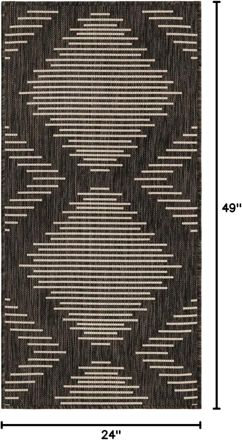 Unique Loom Outdoor Modern Collection Area Rug - Tambor (2' x 4' 1" Runner, Charcoal Gray/ Ivory)