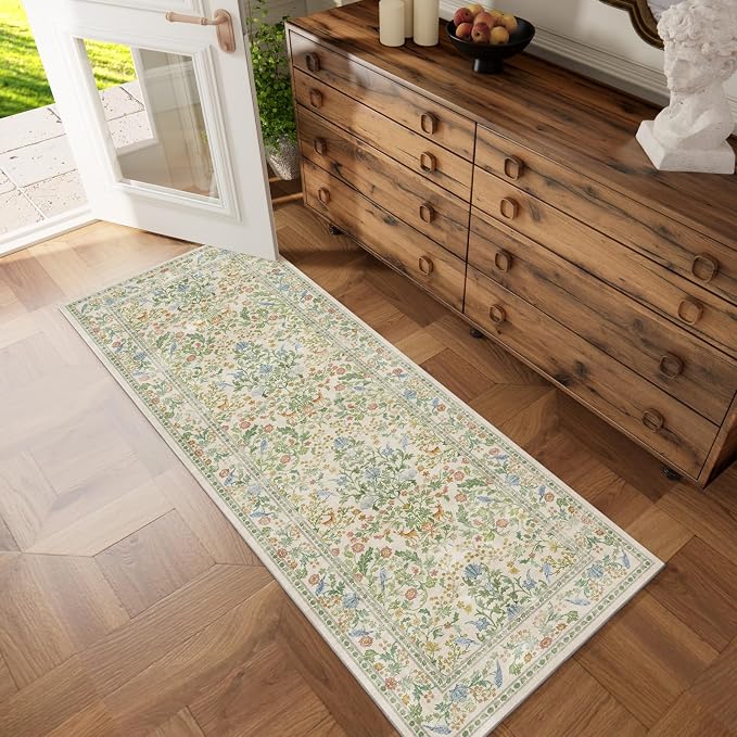 Washable Runner for Hallways Kitchen Rug: 2'6"x8' Runner Rugs Stain Resistant Non Slip Low Pile Soft Carpet Runners Rug for Entryway Indoor Kitchen Hallways Bedroom Beside Laundry Room