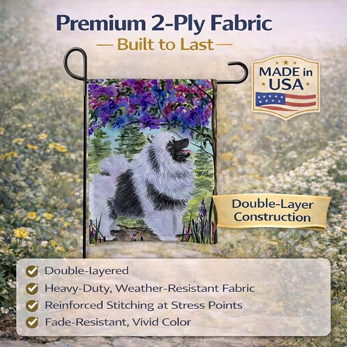 Caroline's Treasures SS8063GF Keeshond Garden Flag Mailbox Flag Decorative Yard Flag Banner Outside Patio Artwork Yard Flower Beds, Garden Size, Multicolor