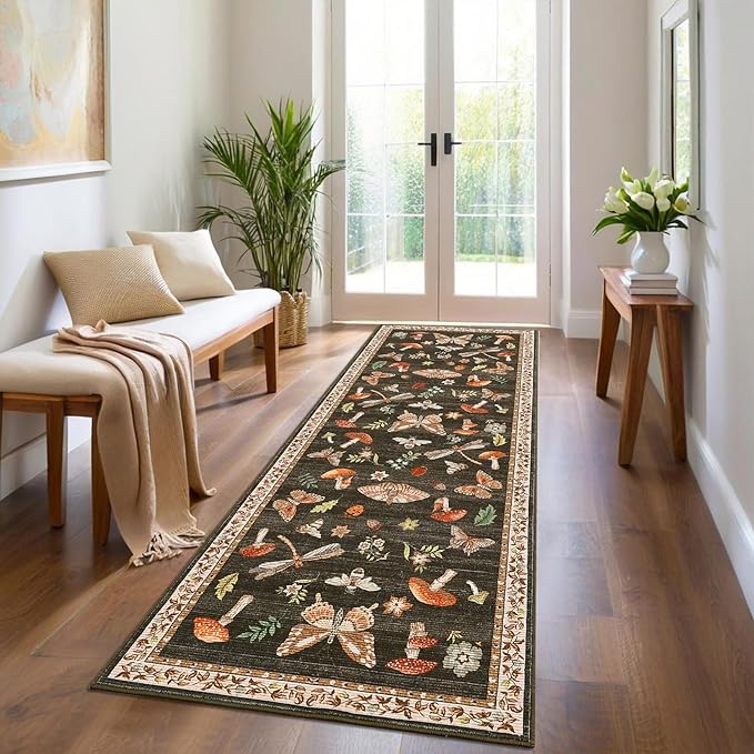 ROYHOME Mushroom Rug Black