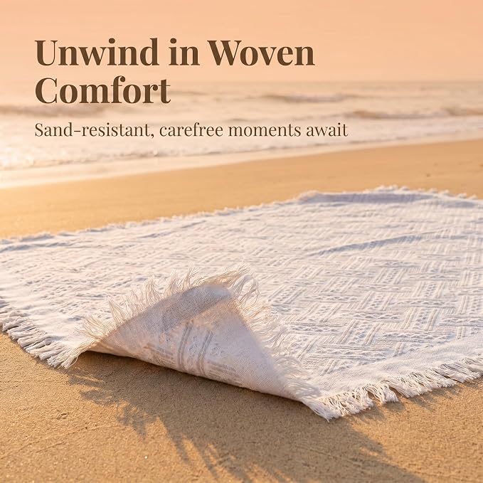 70x70 Bohemian Picnic Mat Extra Large, Sand Proof Outdoor Camping Blanket Machine Washable, Lightweight Portable Travel Tarp for 5-7 Adults Beach Park Grass (Brown-T-Grid)