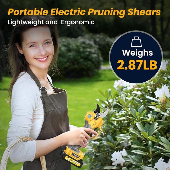 Electric Pruning Shears , Loppers 1000W Brushless Motor Cutting 2.6 inch Diameter Professional Gardening Electric Shears,Heavy Duty Branch Pruner,2*2000mAh Battery,Sk7 Blades,Perfect for Tree Trimming