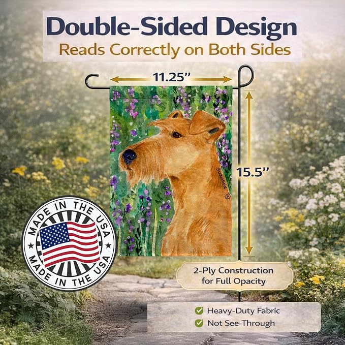 Caroline's Treasures SS1004GF Irish Terrier Garden Flag Mailbox Flag Decorative Yard Flag Banner Outside Patio Artwork Yard Flower Beds, Garden Size, Multicolor