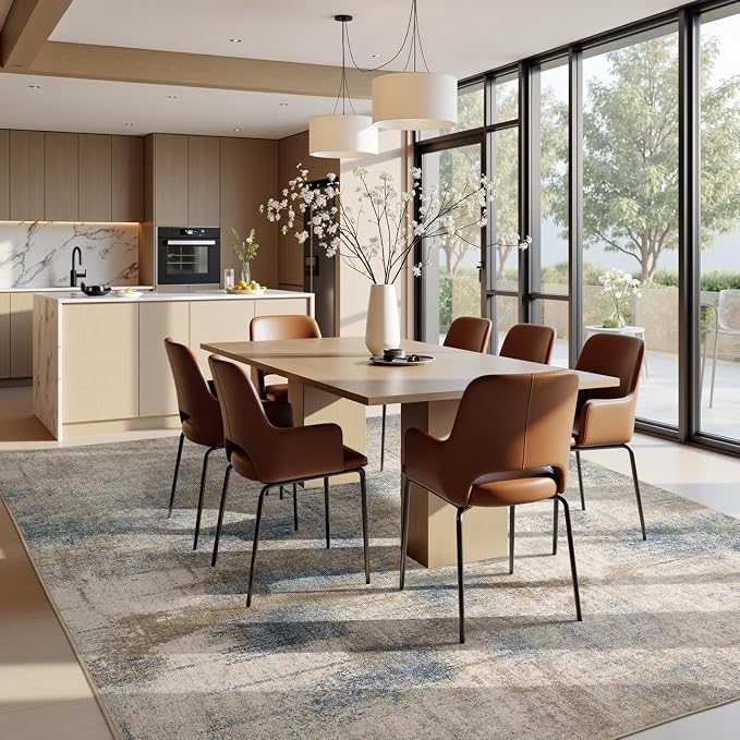 Joydeco 8x10 Area Rugs for Living Room, Non Slip Modern Abstract Machine Washable Rug, Low Pile Stain Resistant Non-Shedding Thin Carpet for Bedroom, Dining Room, Home Office Decor, Pet Child Friendly