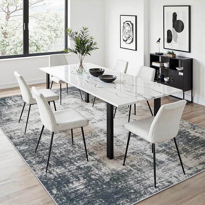 9x12 Area Rugs for Living Room: Washable Soft Deep Black Abstract Carpet | Non-Slip TPE & Stain Resistant,0.25" Low-Pile,Kids Pet Friendly Modern Decor for Dining Room Farmhouse Office, Non-Shedding