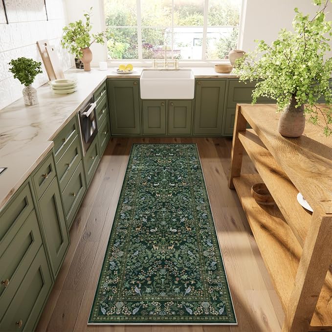 Washable Runners for Hallways Kitchen Rugs: 2'6"x8' Runner Rug Stain Resistant Non Slip Low Pile Soft Carpet Runners Rug for Entryway Hallway Bedroom Kitchen Indoor Laundry Room