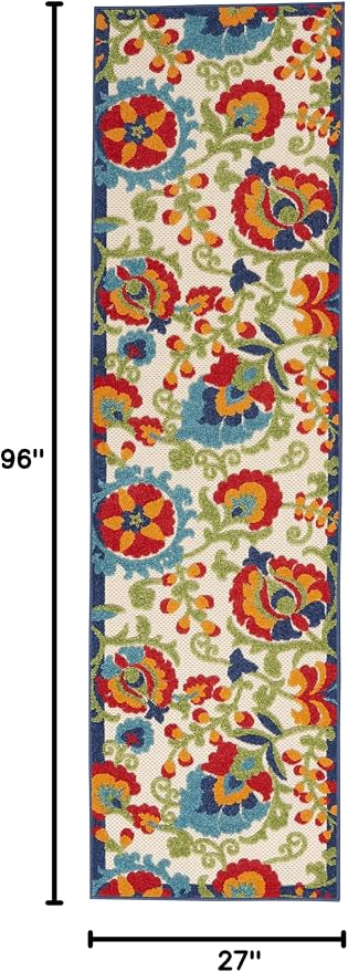 Nourison Home Aloha Multicolor 2'3" x 8' Area Rug - Easy Clean, Non Shedding, Bed Room, Living Room, Dining Room, Kitchen (8' Runner)