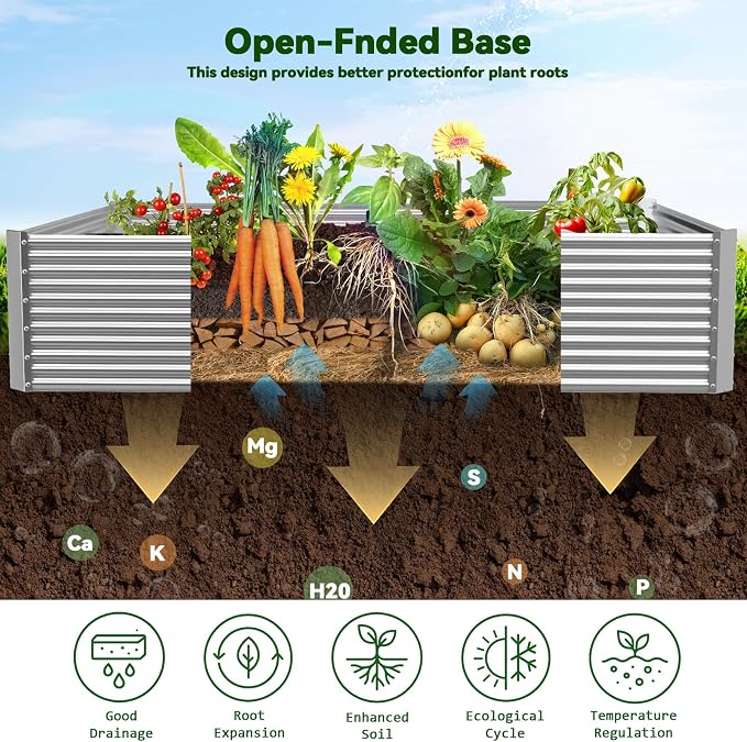2 Pack Tall 8FT Raised Beds for Gardening, Corrugated Galvanized Steel Raised Garden Bed, Outdoor Metal Above Ground Garden Bed for Vegetables and Flowers(Rectangular)-8x3FT