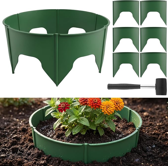 Anothera 48 Pieces Planting Rings, Diameter Range 8.2-15.7 Inches, Interlocking Garden Planting Rings, Green Garden Rings for Plant Support