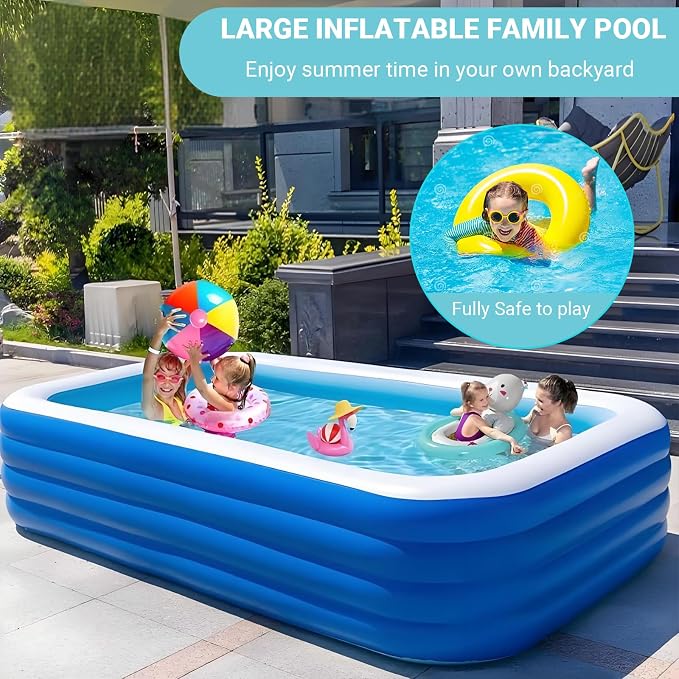 Inflatable Swimming Pool 71” x 51” x 28” Inflatable Family Swimming Pool for Summer Water Party, Adults, Outdoor, Garden, Backyard