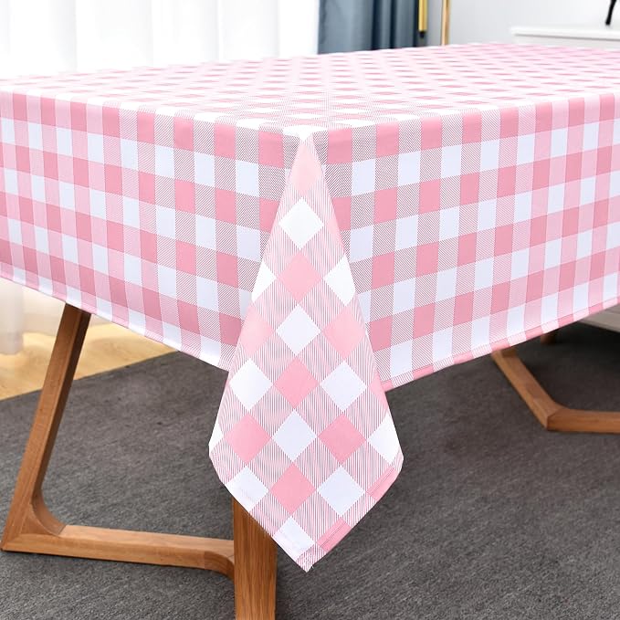 Waterproof Plaid Tablecloth Fabric - Square 25x25 Inch Classic Gingham Checker Buffalo Table Cover for BBQs, Parties