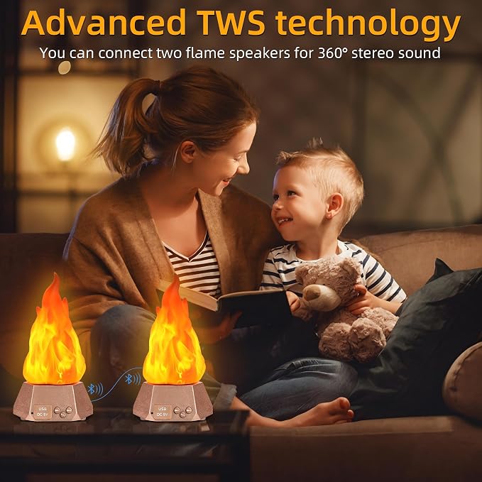 Toodour Outdoor Flame Lights with Bluetooth Speaker, 2 Pack Flickering Flame Decorative Lights with Speaker, Waterproof LED Flame Torche for Camping Garden Deck Patio Path Yard Party Bar Outdoor Decor