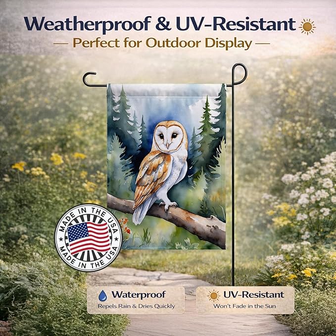 Caroline's Treasures Barn Owl Garden Flag Mailbox Flag Decorative Yard Flag Banner Outside Patio Artwork Yard Flower Beds, Garden Size, Multicolor